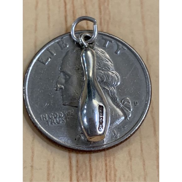 Bowling Pin Sterling Silver Jewelry Charm #sport #bowling - Picture 2 of 3